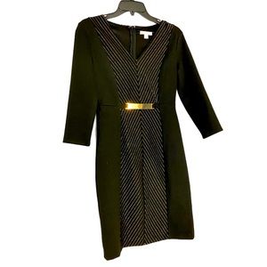New York & Company Black Gold 3/4 Sleeve Dress XS